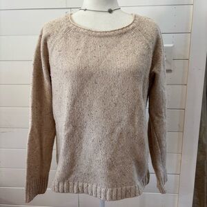 J. Crew crewneck womens tan sweater lambs wool size Large